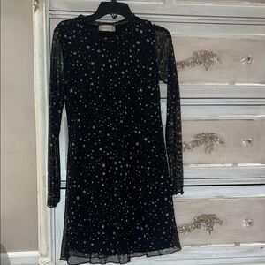 Altar’d State Black Star Pattern Long Sleeve Dress